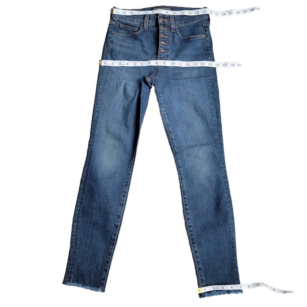 Veronica Beard Debbie High-Rise Button Fly Fray Hem Skinny Jeans Laguna … - Picture 11 of 16